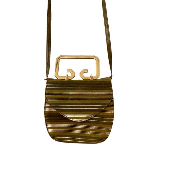Captiva Vintage Gold Metallic Leather olive green Ouse with detachable strap - Picture 1 of 11